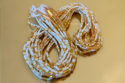 Baya Bijoux / Bine Bine / Waist Beads / Perles De Taille africaine - Blanc Or Jumoke (non élastique)
