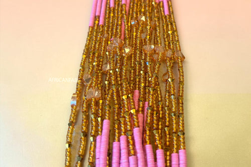 Baya Bijoux / Bine Bine / Waist Beads / Perles De Taille africaine - Or Rose Crystal Adaeze (non élastique)