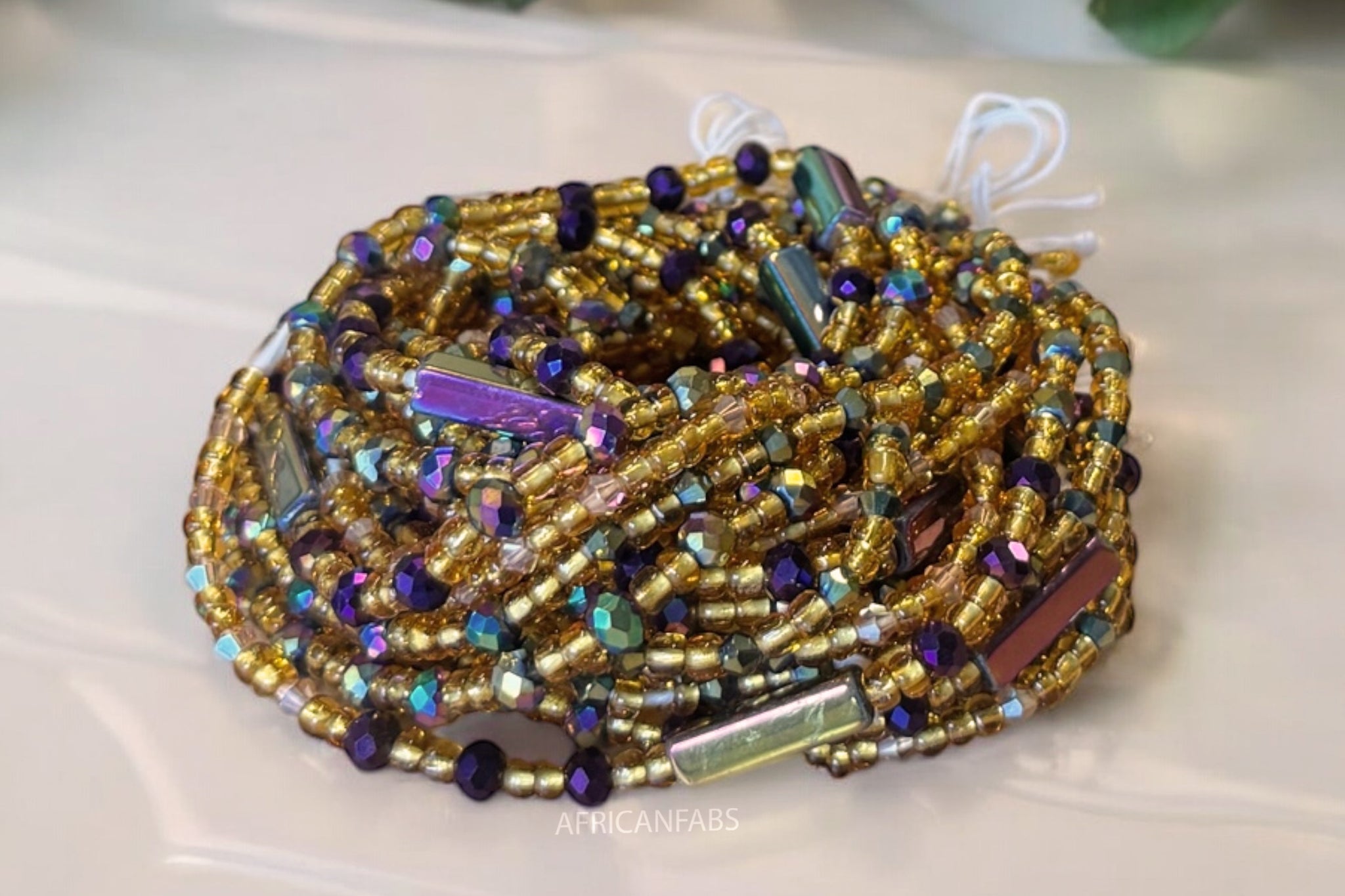 (Important : veuillez lire) Baya Bijoux / Bine Bine / Waist Beads / Perles De Taille africaine - Or mix (non élastique) 