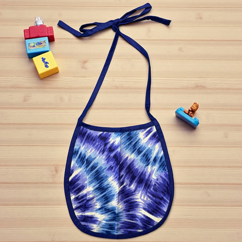 Bavoir bébé à imprimé africain - Bleu Tie Dye (Unisexe)
