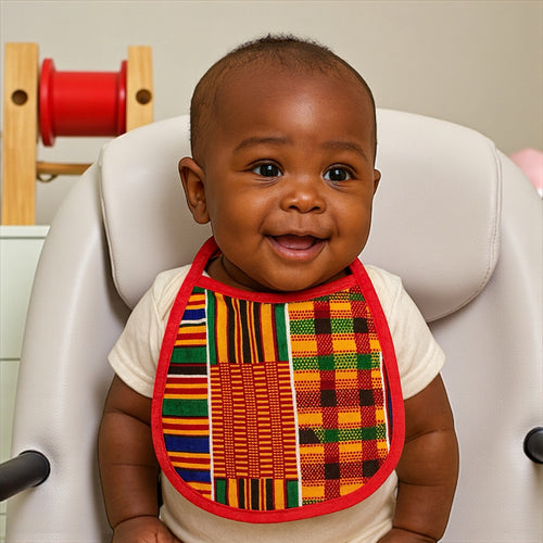Bavoir bébé à imprimé africain - Imprimé Kente (Unisexe)