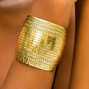Bracelet manchette Bangle style africain - Vagues - Or