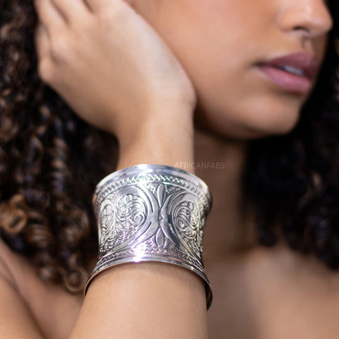 Bracelet manchette Bangle style africain - Infinity - Argent