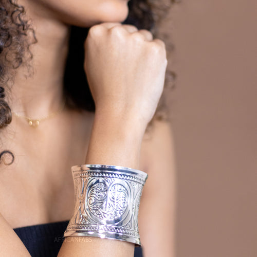 Bracelet manchette Bangle style africain - Infinity - Argent