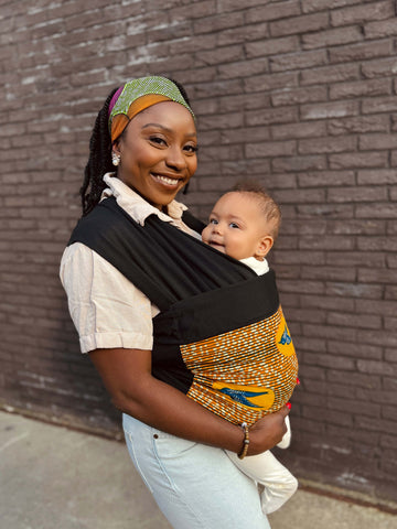 Porte-bébé / écharpe de portage imprimé africain - Orange / Jaune Speedbird