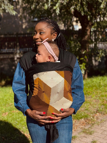 Porte-bébé / écharpe de portage imprimé africain - Diamant Jaune