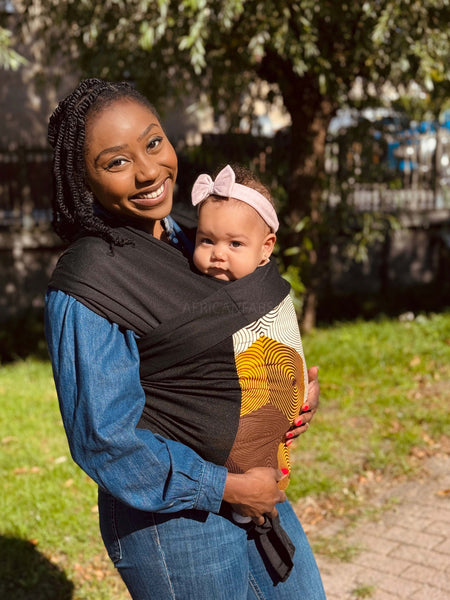 Porte-bébé / écharpe de portage imprimé africain - Diamant Jaune
