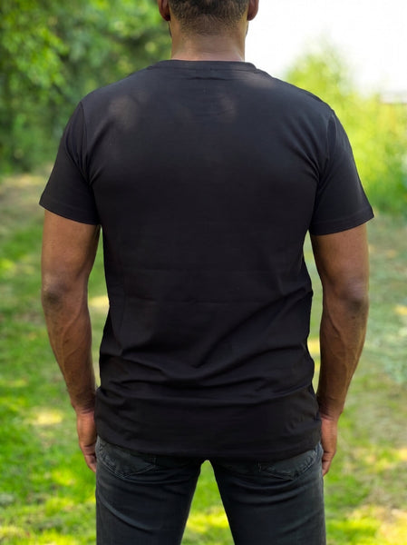 T-shirt avec détails imprimés africains - Pan Africa Kente Noir et poche poitrine