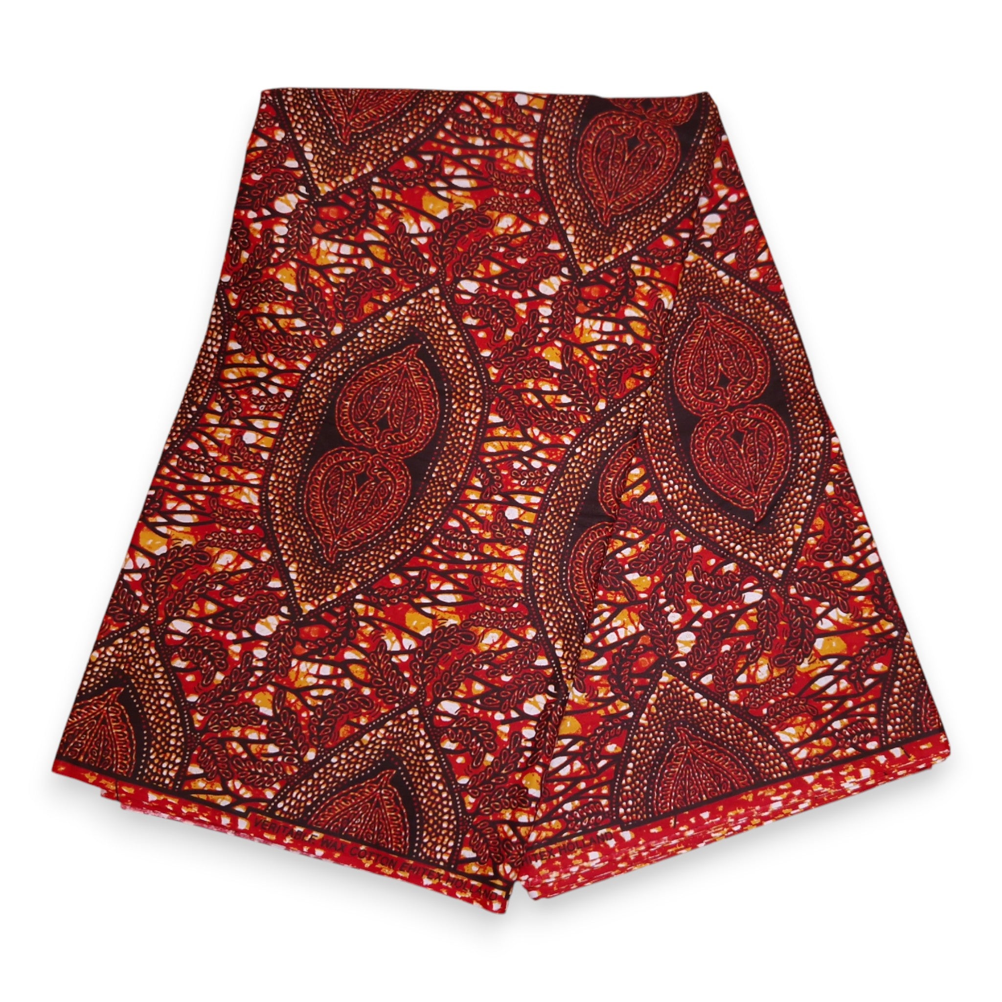 Tissu africain / tissu wax - Marron Bronze Hidden-Leaf-Relic - 100 % coton