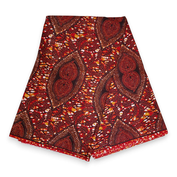 Tissu africain / tissu wax - Marron Bronze Hidden-Leaf-Relic - 100 % coton