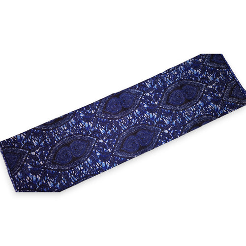 Tissu wax africain - Bleu Hidden Leaf Relic - 100% coton