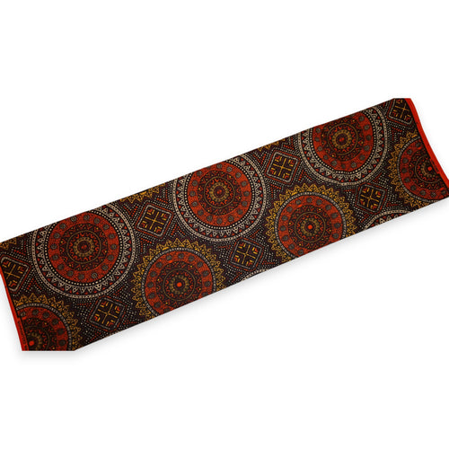 Tissu wax africain - Orange et Marron Sacred Circle Patterns - 100% coton