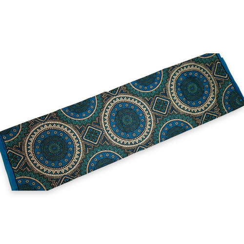 Tissu wax africain - Bleu et Sarcelle Sacred Circle Patterns - 100% coton