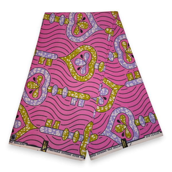 African fabric Super Wax - Pink Olive Keys