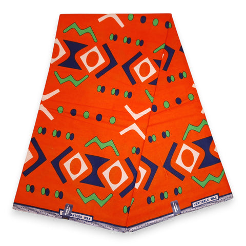 Tissu africain / tissu wax - Orange Bogolan - 100 % coton
