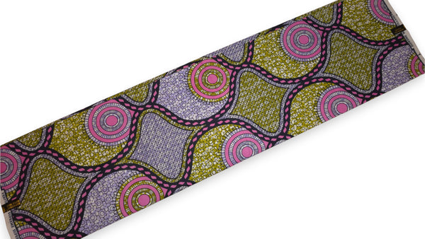 Tissu africain / tissu Super wax - Rose Olive Circle Link Mosaic