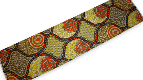 Tissu africain / tissu Super wax - Jaune Orange Circle Link Mosaic