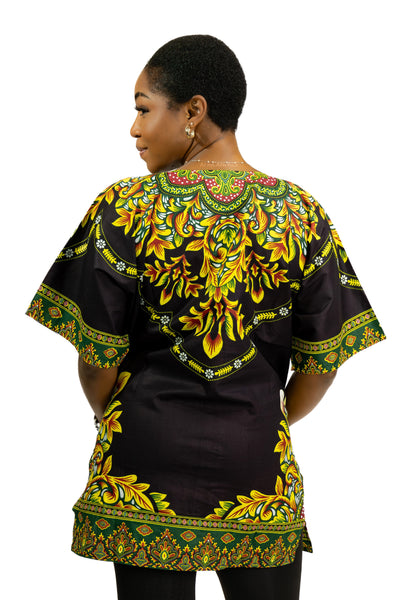 Chemise dashiki / Robe dashiki - Noir - Top imprimé africain - Unisexe