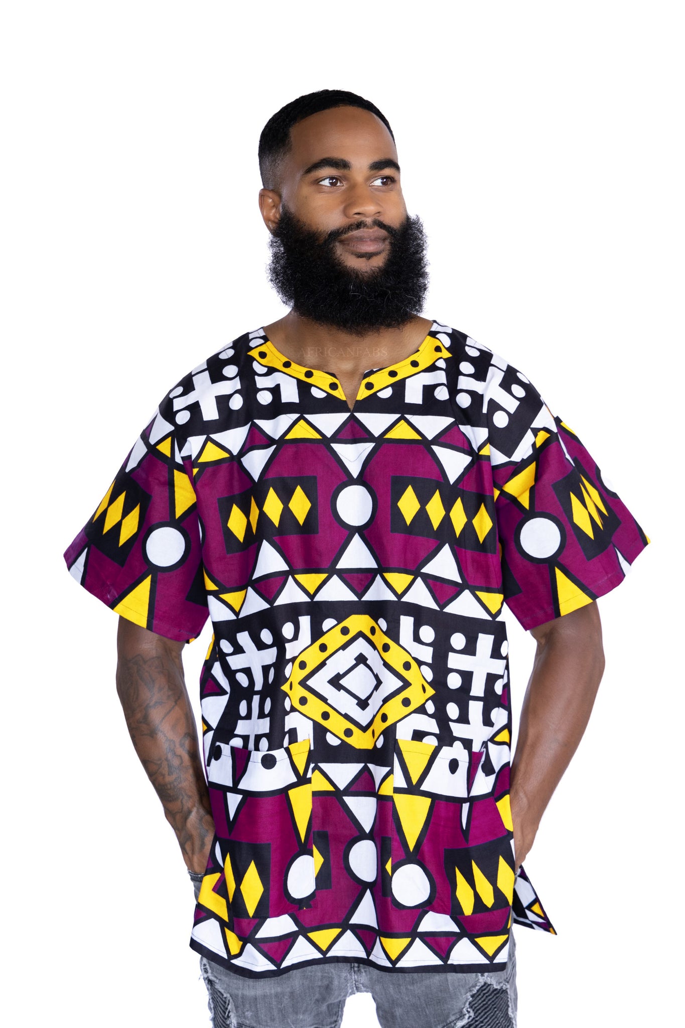 Chemise dashiki / Robe dashiki - Violet Samakaka - Top imprimé africain - Unisexe