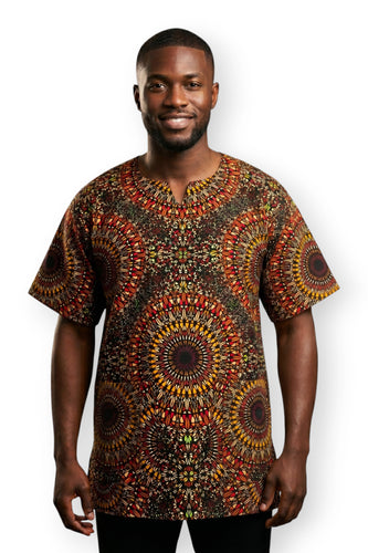 Chemise dashiki / Robe dashiki - Marron Orange Savanna Sun - Top imprimé africain - Unisexe