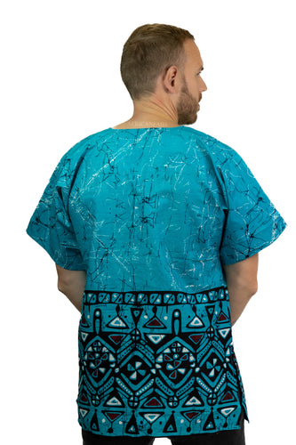 Chemise dashiki / Robe dashiki - Turquoise Kampala - Top imprimé africain - Unisexe