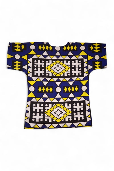 Chemise dashiki / Robe dashiki - Bleu Jaune Samakaka - Top imprimé africain - Unisexe
