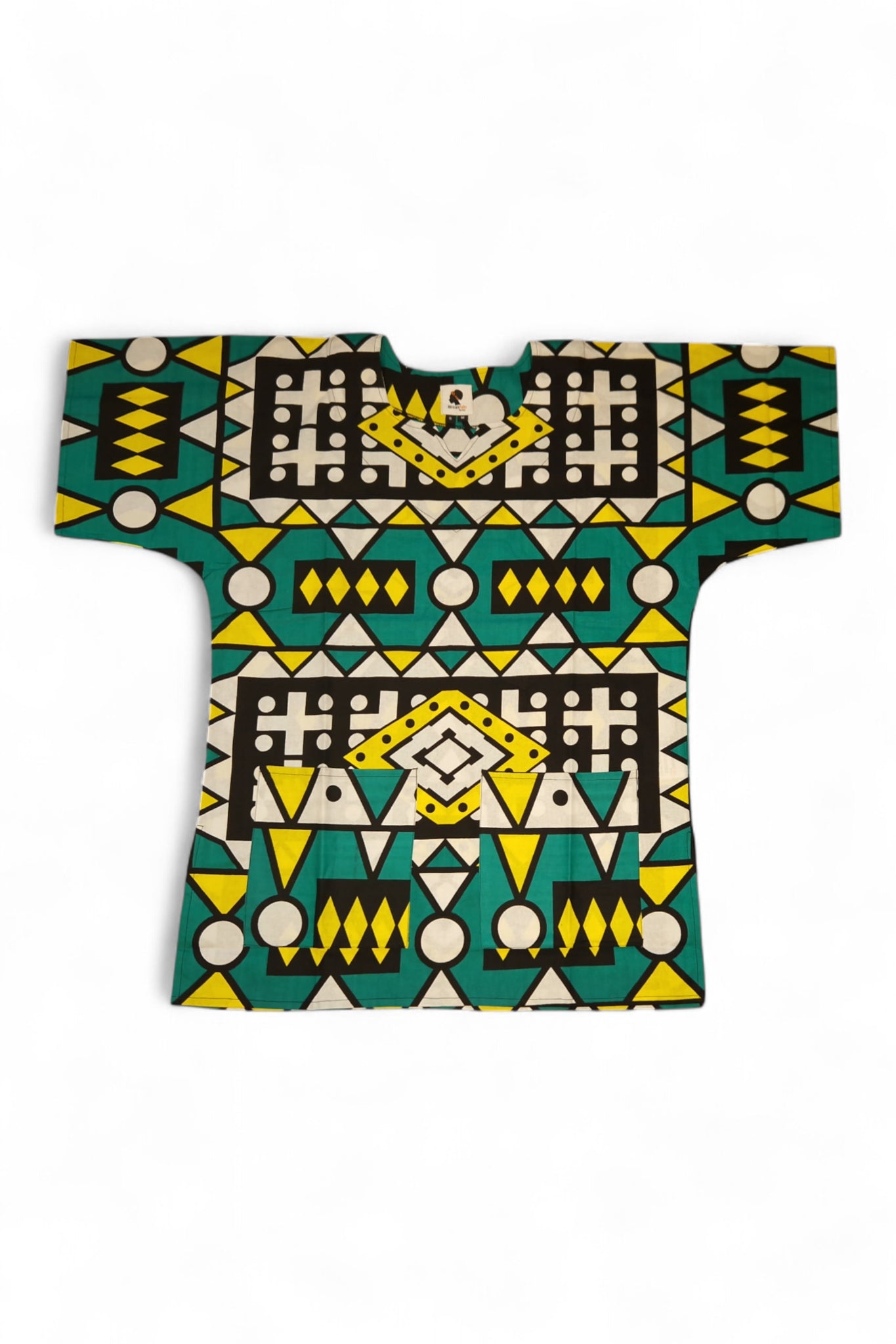 Chemise dashiki / Robe dashiki - Turquoise Jaune Samakaka - Top imprimé africain - Unisexe