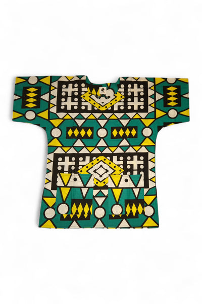 Chemise dashiki / Robe dashiki - Turquoise Jaune Samakaka - Top imprimé africain - Unisexe