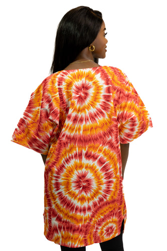 Chemise dashiki / Robe dashiki - Orange Tie-dye - Top imprimé africain - Unisexe