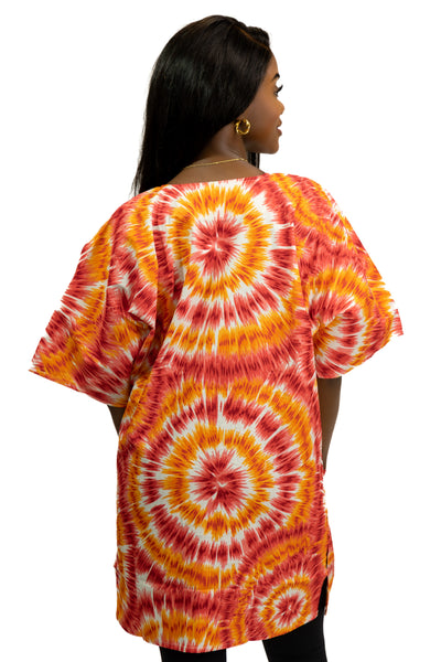 Chemise dashiki / Robe dashiki - Orange Tie-dye - Top imprimé africain - Unisexe