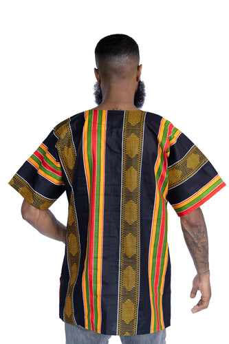 Chemise dashiki / Robe dashiki - Noir Pan African Kinte - Top imprimé africain - Unisexe