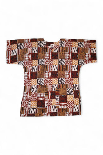 Chemise dashiki / Robe dashiki - Marron Bogolan Mosaic - Top imprimé africain - Unisexe