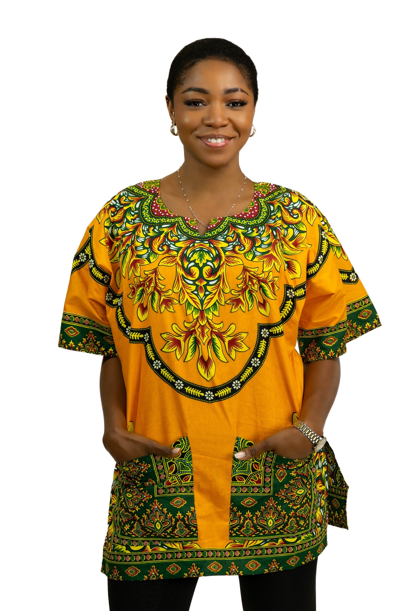 Chemise dashiki / Robe dashiki - Orange - Top imprimé africain - Unisexe