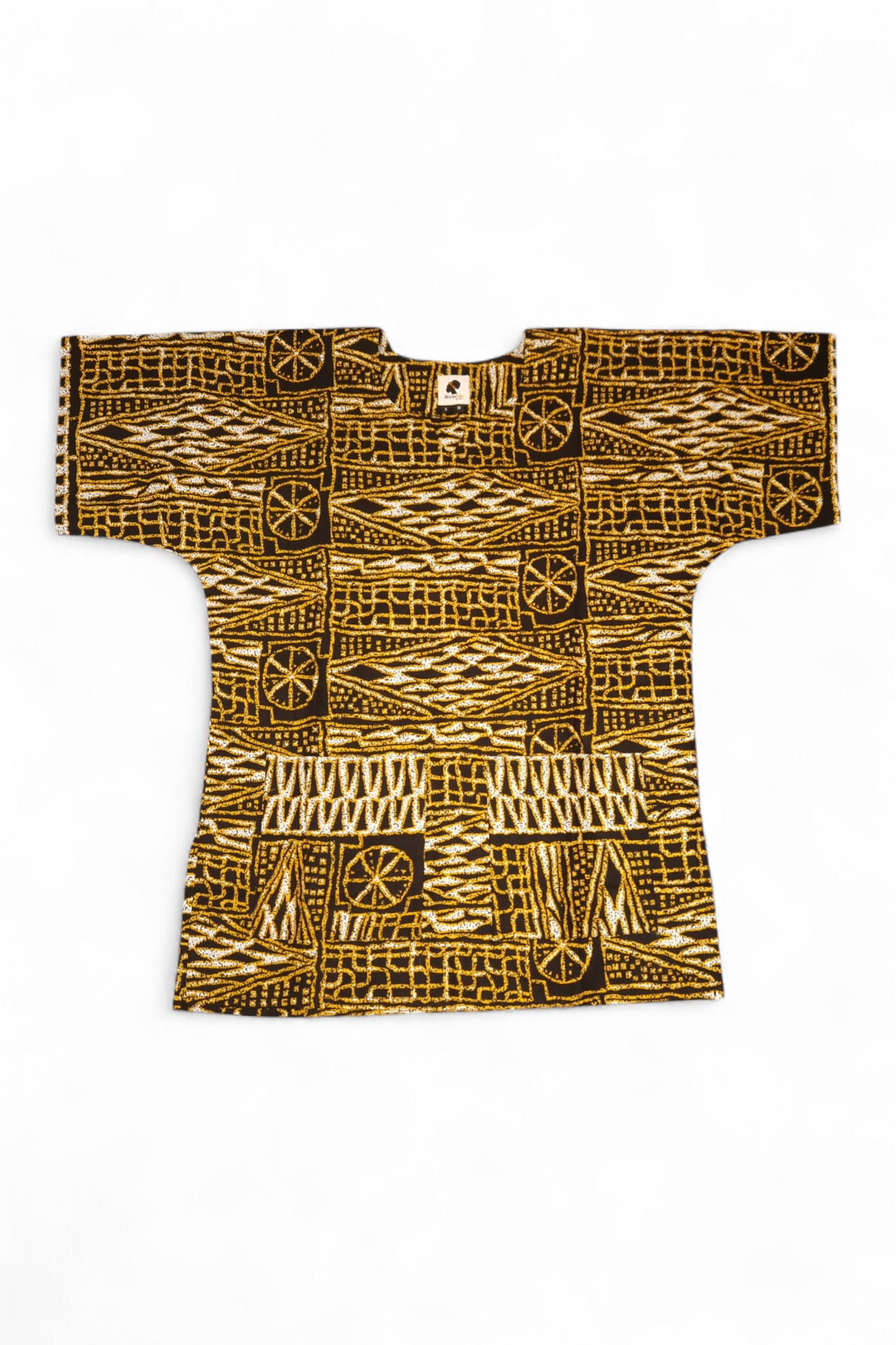 Chemise dashiki / Robe dashiki - Noir Jaune Ndop Cameroon - Top imprimé africain - Unisexe