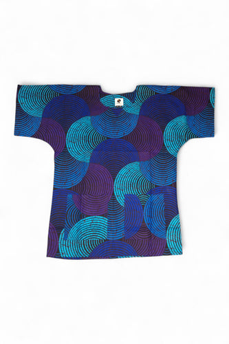 Chemise dashiki / Robe dashiki - Bleu & Turquoise Concentric Circle Design - Top imprimé africain - Unisexe