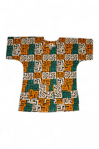 Chemise dashiki / Robe dashiki - Sarcelle & Jaune-orange Kuba Blocks - Top imprimé africain - Unisexe