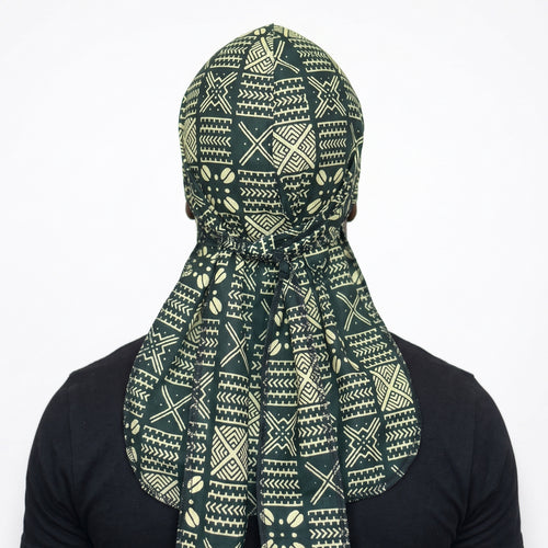 Durag / Bandana - Unisexe - Vert Bogolan