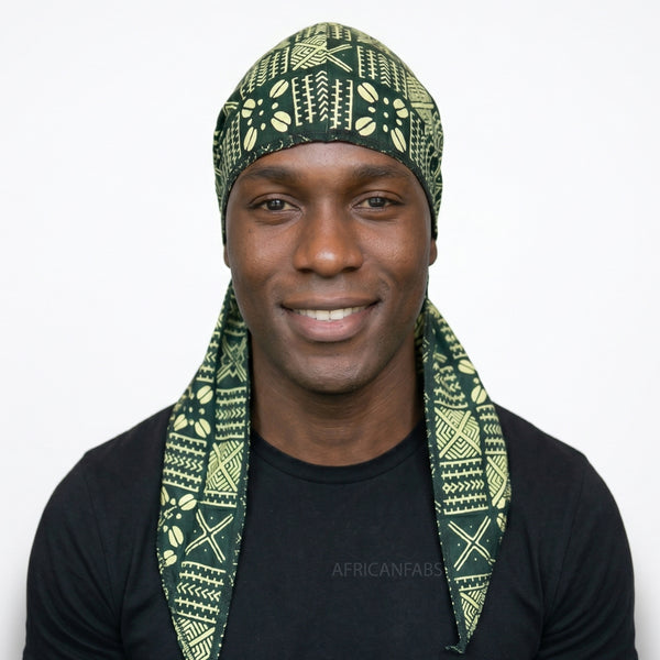 Durag / Bandana - Unisexe - Vert Bogolan