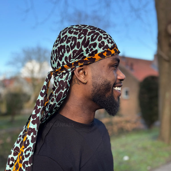 Durag / Bandana - Unisexe - Orange Leopard