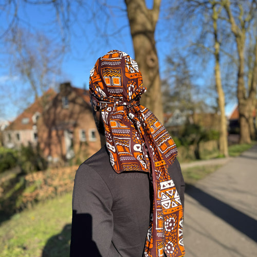 Durag / Bandana - Unisexe - Motifs marrons Bogolan