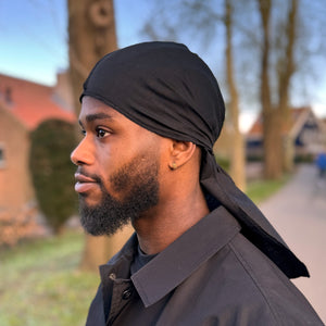 Durag / Bandana - Unisexe - Noir Coton