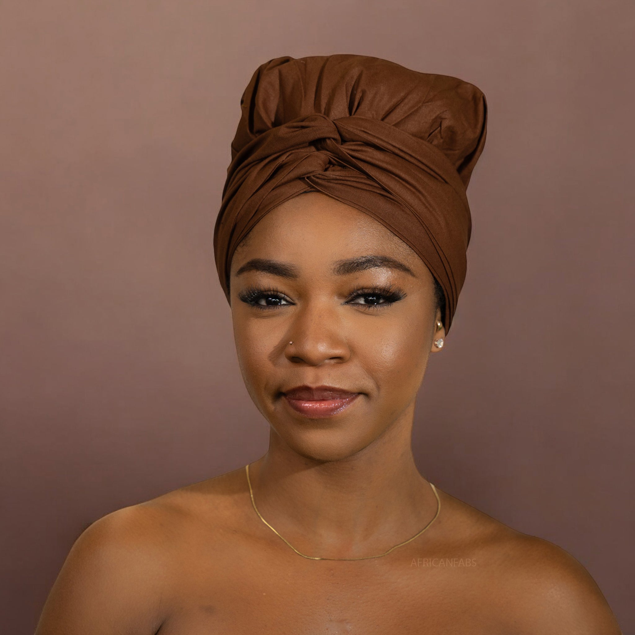 Turban facile - Bonnet en satin - Marron