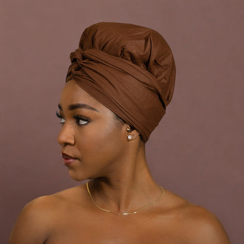 Turban facile - Bonnet en satin - Marron