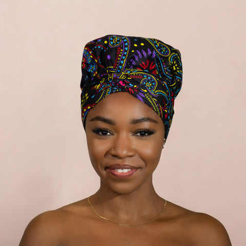 Turban facile - Bonnet en satin - Multicolore Paisley