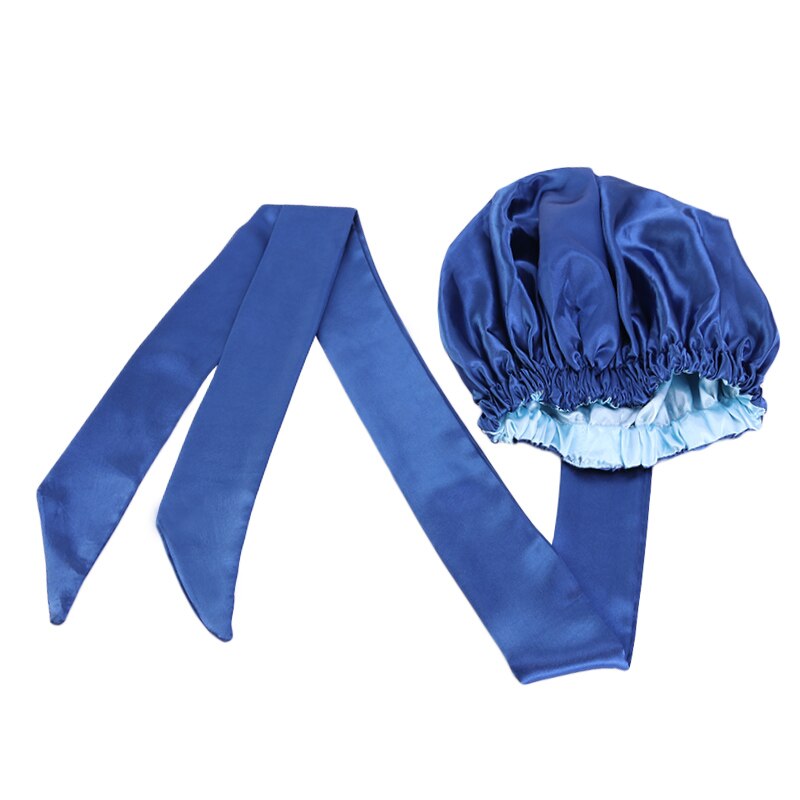 Turban facile Large - Bonnet en satin - Bleu