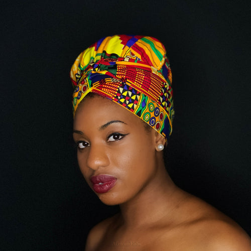 Turban facile - Bonnet en satin - Kente Jaune