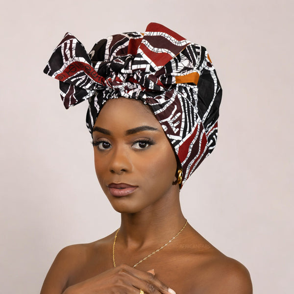 Turban facile - Bonnet en satin - Bordeaux / noir