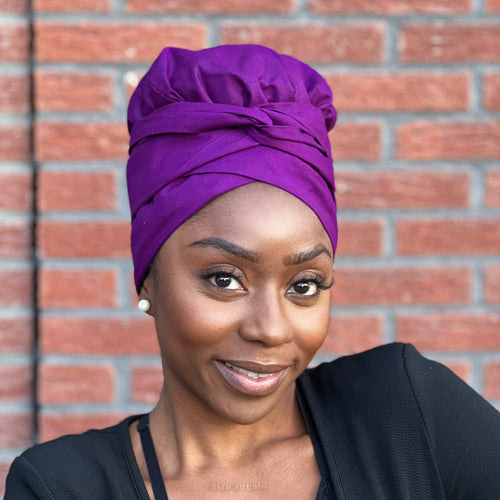 Turban facile - Bonnet en satin - Violet