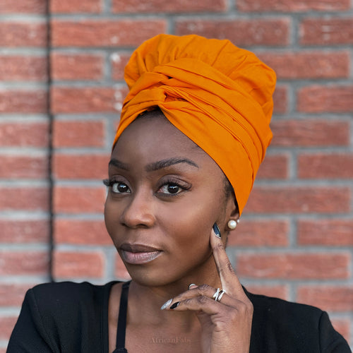 Turban facile - Bonnet en satin - Orange-Jaune