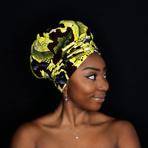 Turban facile - Bonnet en satin - Jaune flower